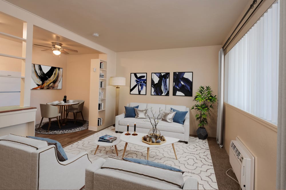 Living room area at Coralaire Apartments in Sacramento, California