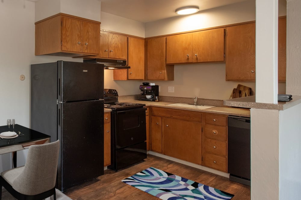Kitchen area at Arden Palms Apartments in Sacramento, California