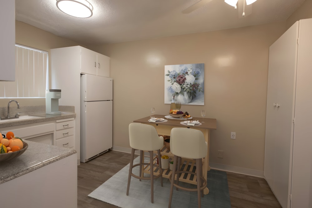 Kitchen and dining area at Country Club Gardens in Sacramento, California