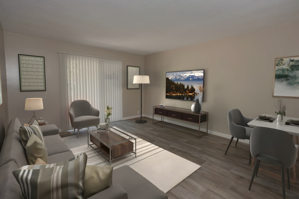 Living room area at Country Club Gardens in Sacramento, California