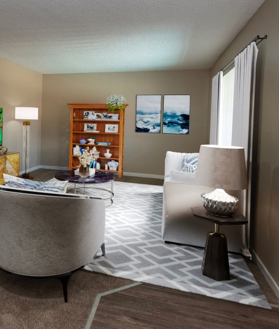 Living room area at Corabel Lane Apartments in Sacramento, California