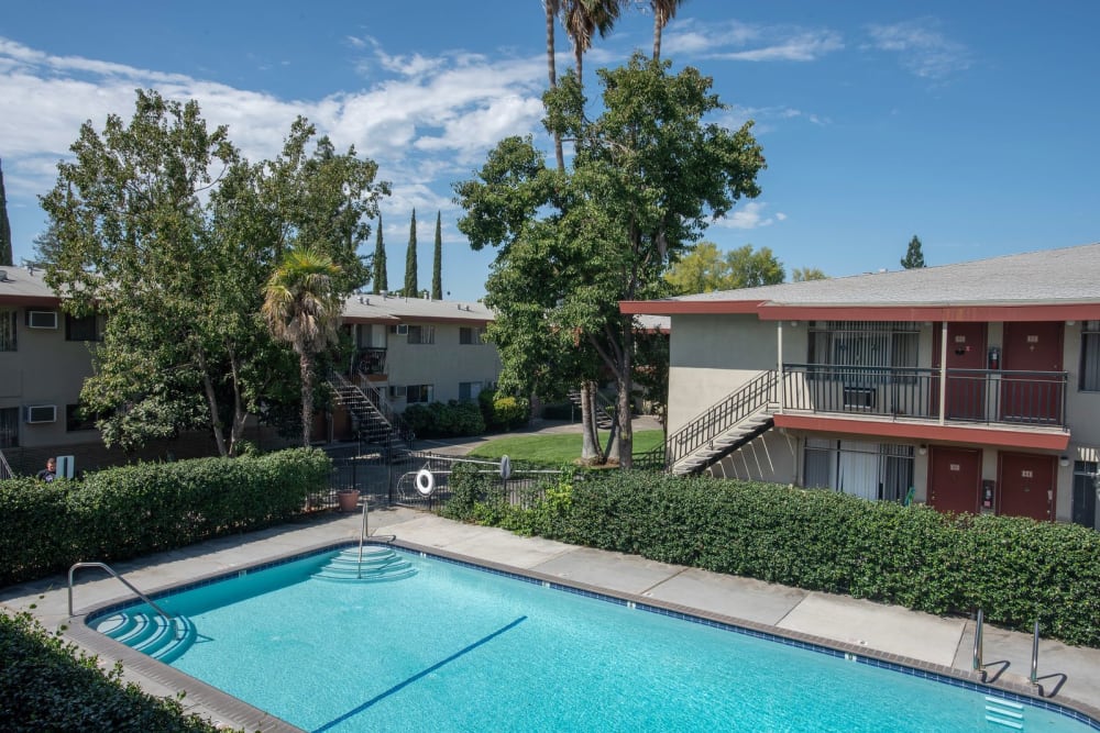 Pool area at Corabel Lane Apartments in Sacramento, California