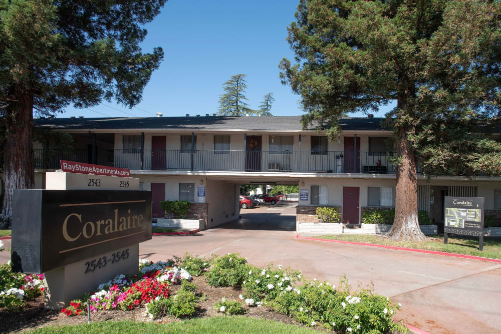 Entrance area at Coralaire Apartments in Sacramento, California