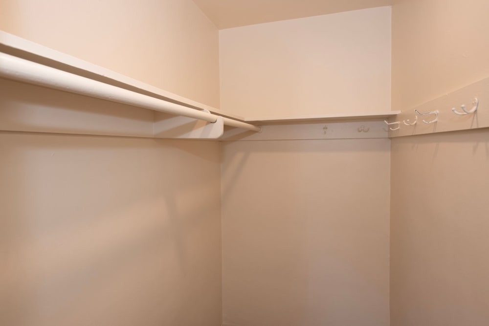 Spacious closet at Coralaire Apartments in Sacramento, California