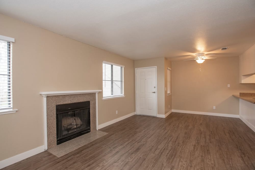 Spacious living room at River's Edge Apartments in Lodi, California