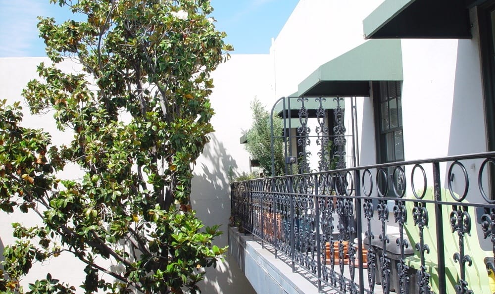 Apartment balcony at Clarendon House in Sacramento, California
