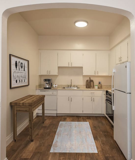 Kitchen area at Clarendon House in Sacramento, California