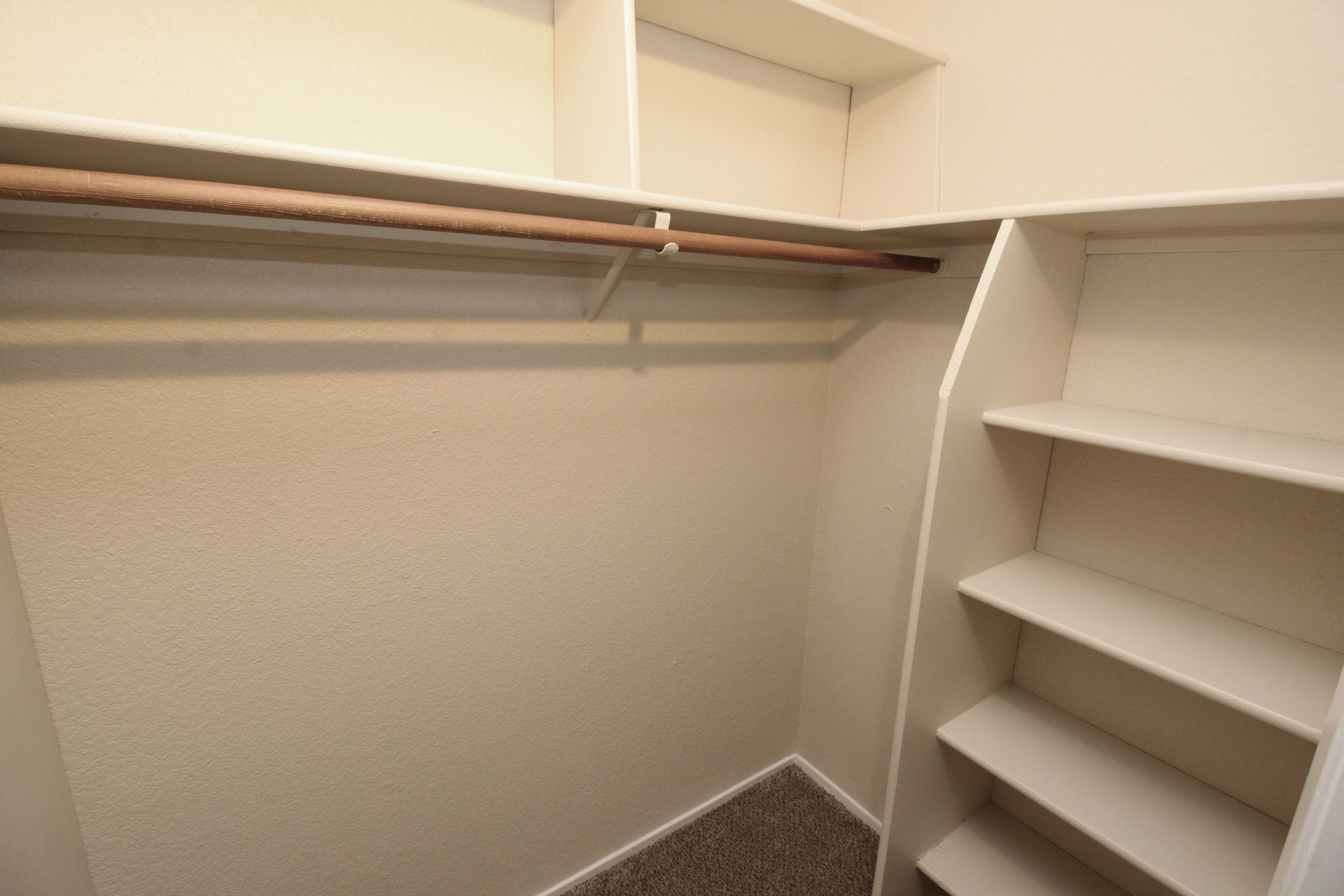 Closet space at Huntcliffe Apartments in Fair Oaks, California